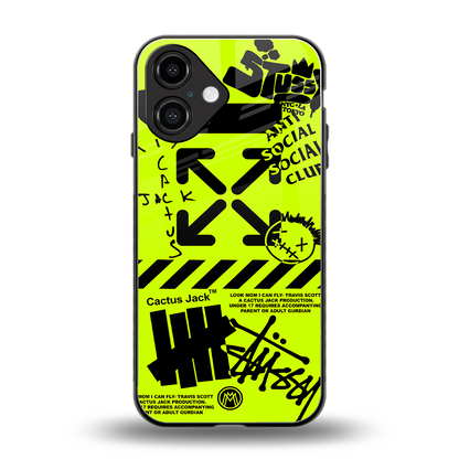 neon travis scott x anti social social club back phone cover | glass case for iphone 16