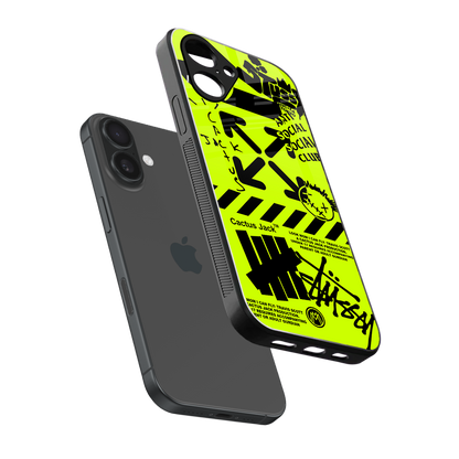 neon travis scott x anti social social club back phone cover | glass case for iphone 16