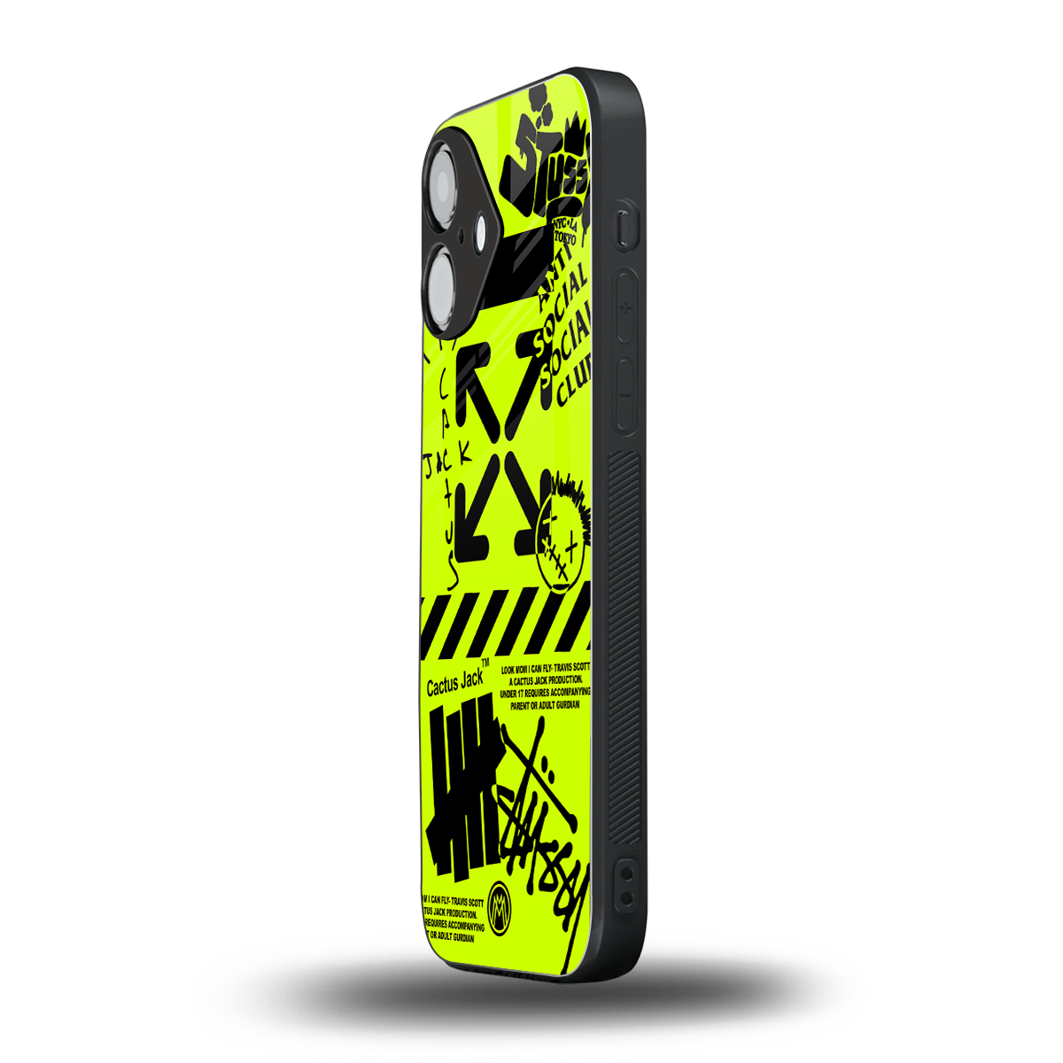 neon travis scott x anti social social club back phone cover | glass case for iphone 16