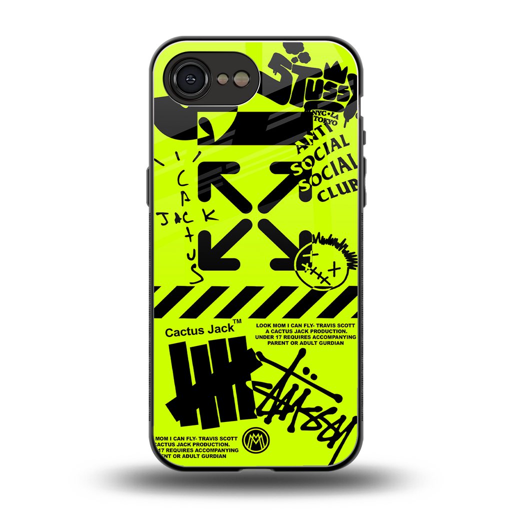 neon travis scott x anti social social club back phone cover | glass case for iphone 16e