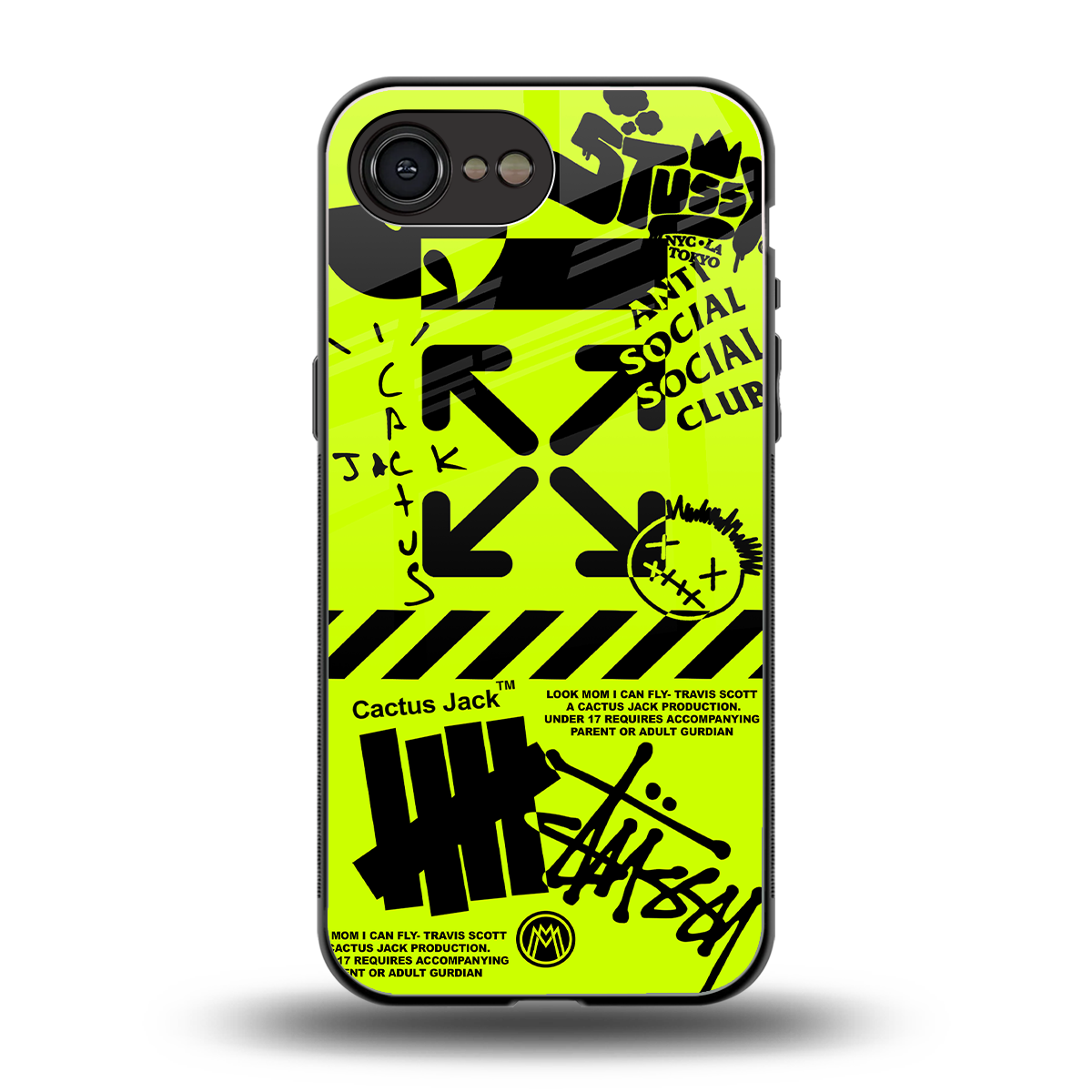 neon travis scott x anti social social club back phone cover | glass case for iphone 16e