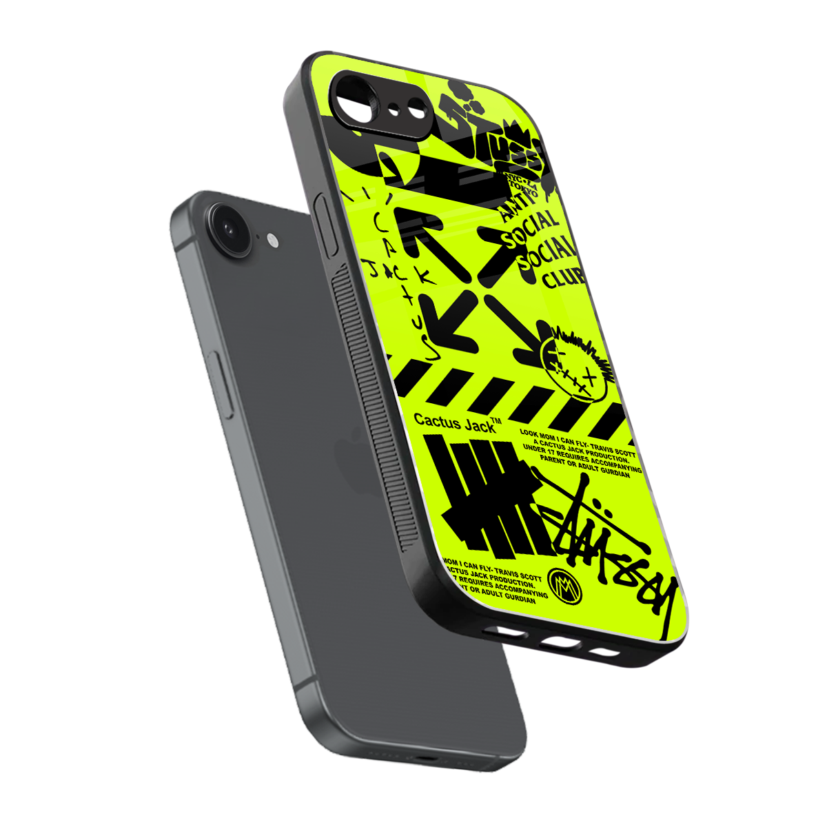 neon travis scott x anti social social club back phone cover | glass case for iphone 16e