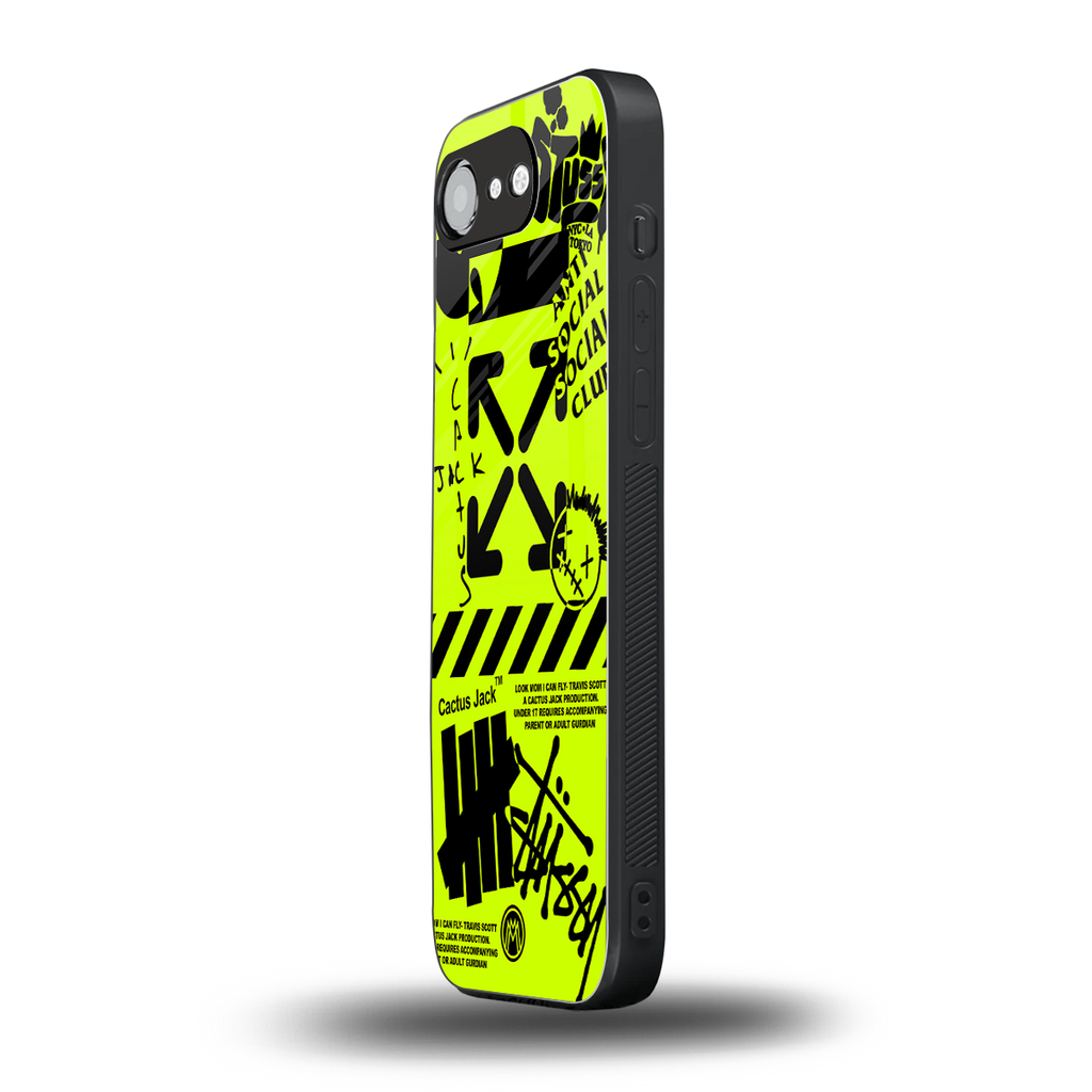 neon travis scott x anti social social club back phone cover | glass case for iphone 16e