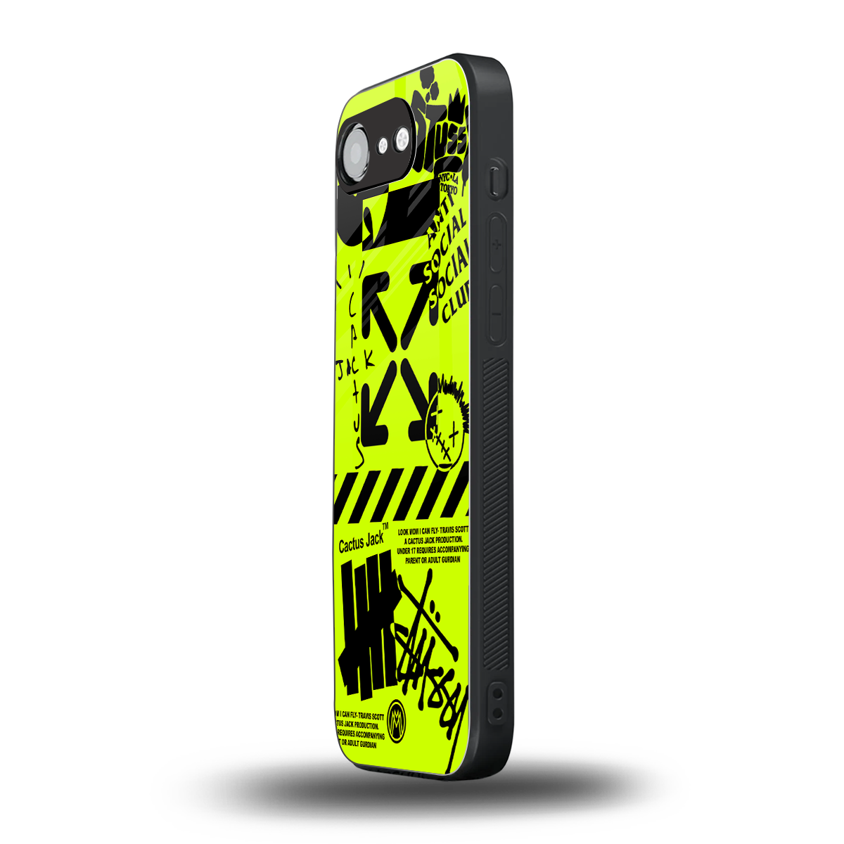 neon travis scott x anti social social club back phone cover | glass case for iphone 16e