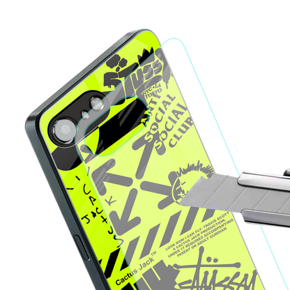 neon travis scott x anti social social club back phone cover | glass case for iphone 16e