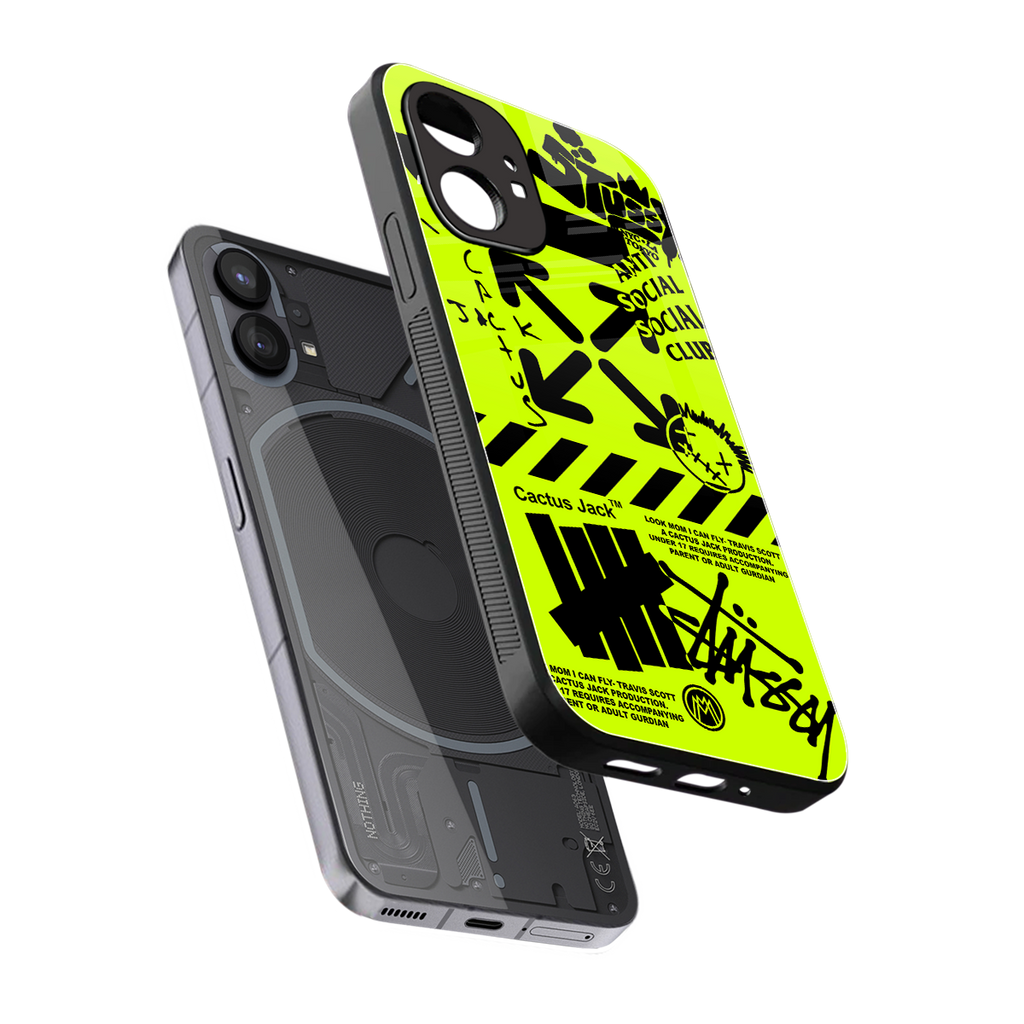 neon travis scott x anti social social club back phone cover | glass case for nothing phone 1