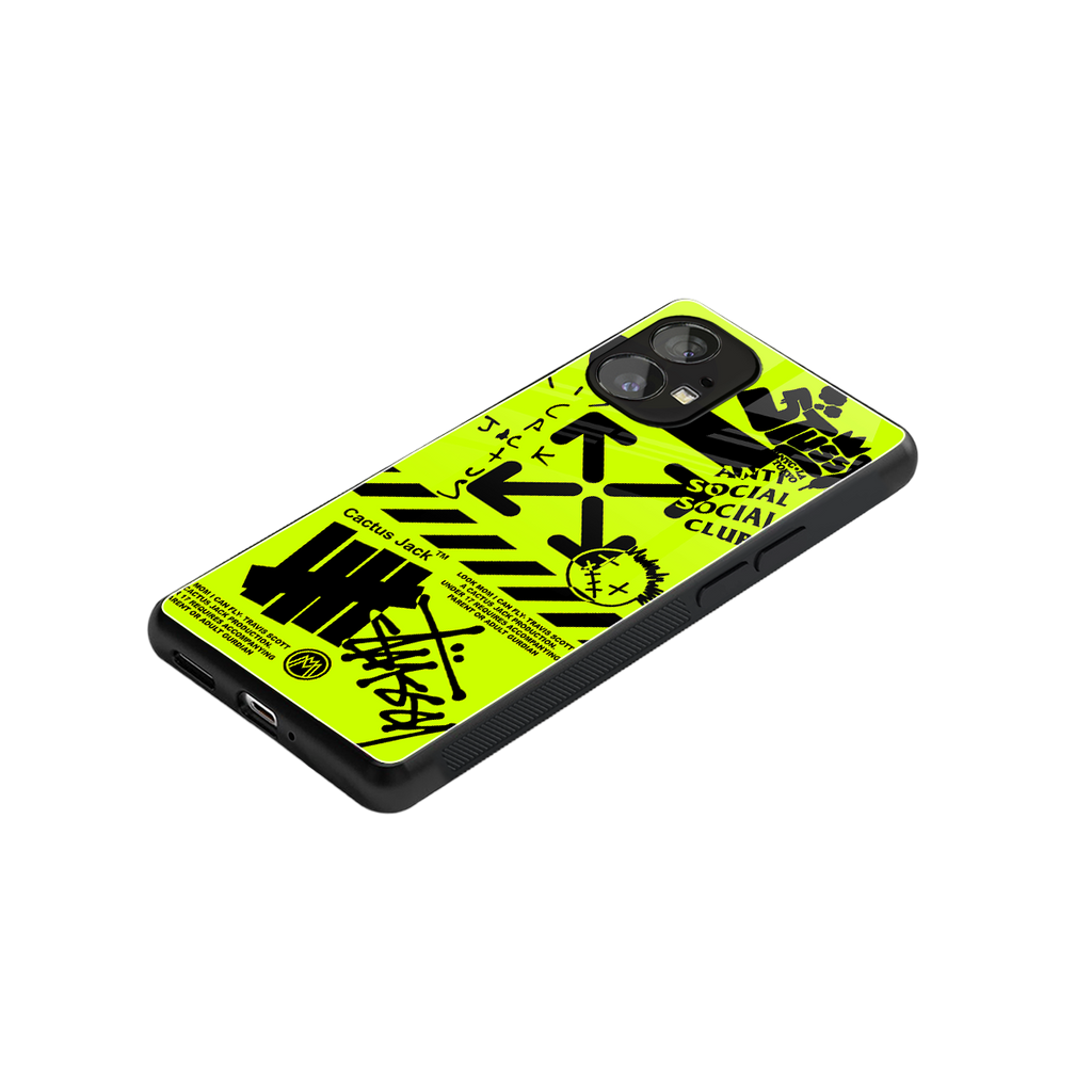 neon travis scott x anti social social club back phone cover | glass case for nothing phone 1