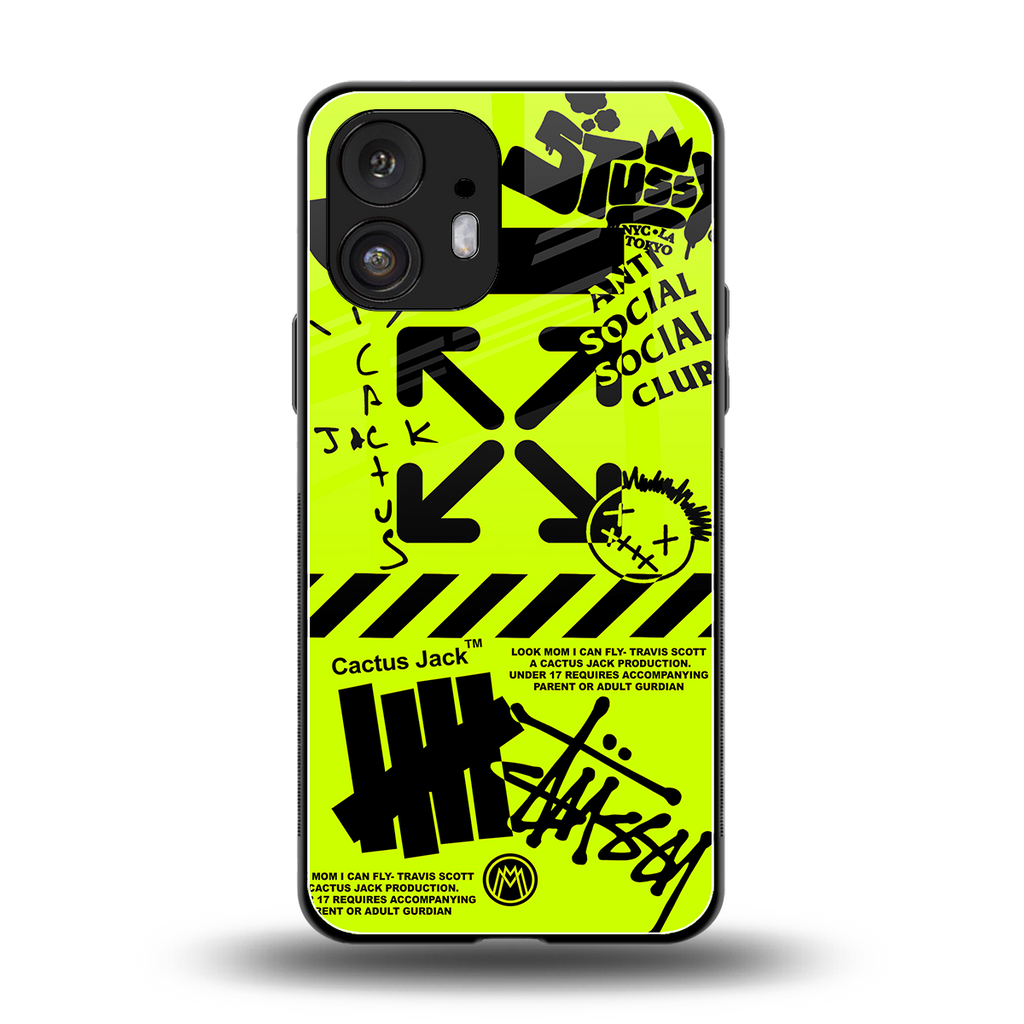 neon travis scott x anti social social club back phone cover | glass case for nothing phone 2