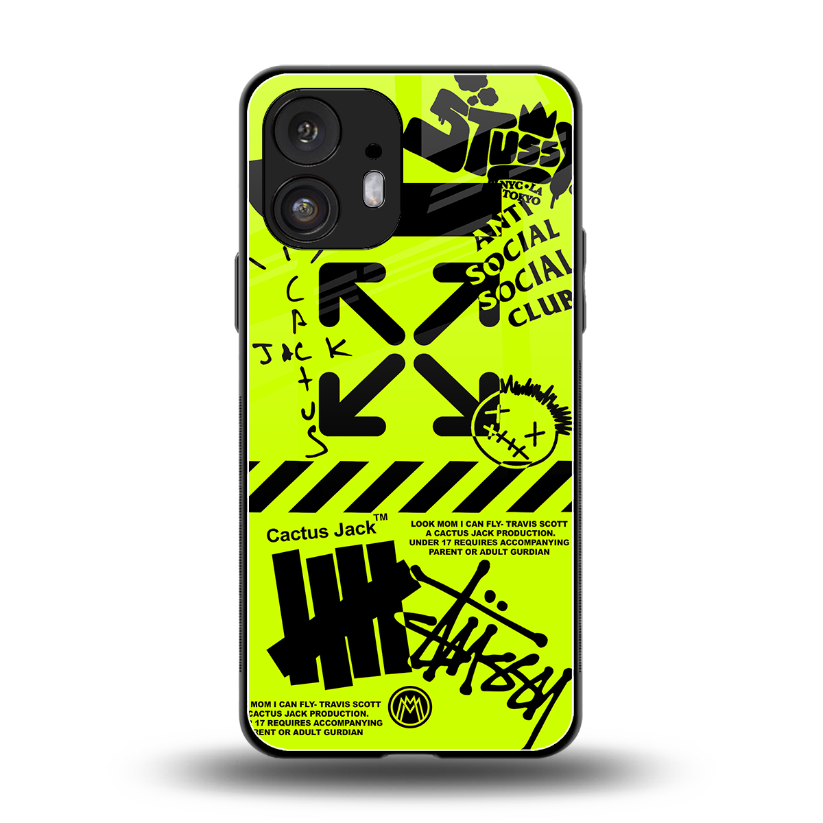 neon travis scott x anti social social club back phone cover | glass case for nothing phone 2