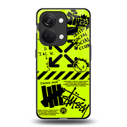 neon travis scott x anti social social club back phone cover | glass case for oneplus nord 3