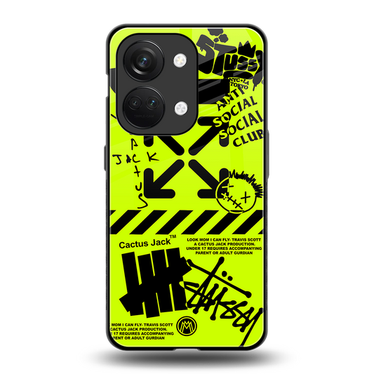 neon travis scott x anti social social club back phone cover | glass case for oneplus nord 3