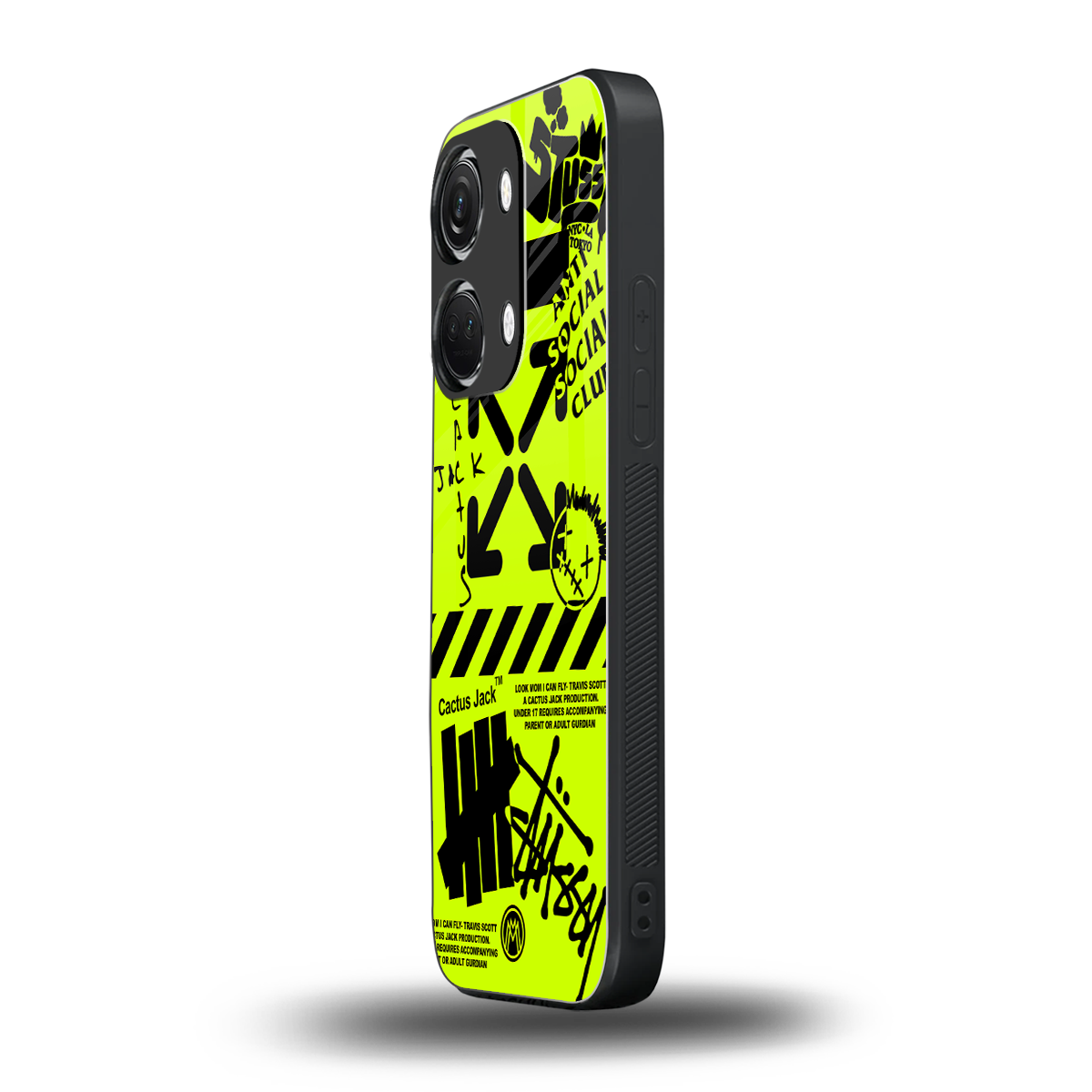 neon travis scott x anti social social club back phone cover | glass case for oneplus nord 3