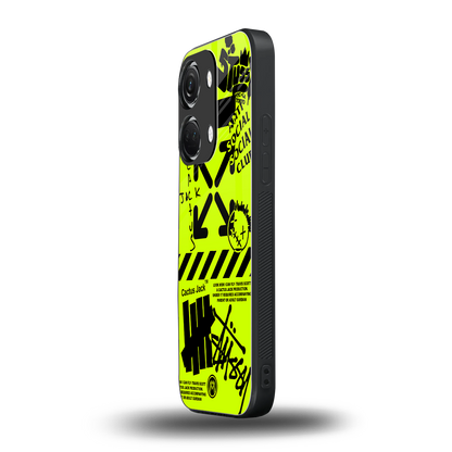 neon travis scott x anti social social club back phone cover | glass case for oneplus nord 3