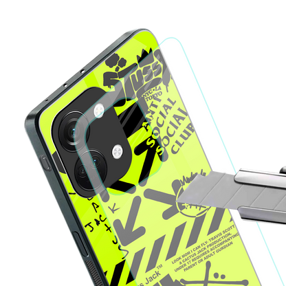 neon travis scott x anti social social club back phone cover | glass case for oneplus nord 3