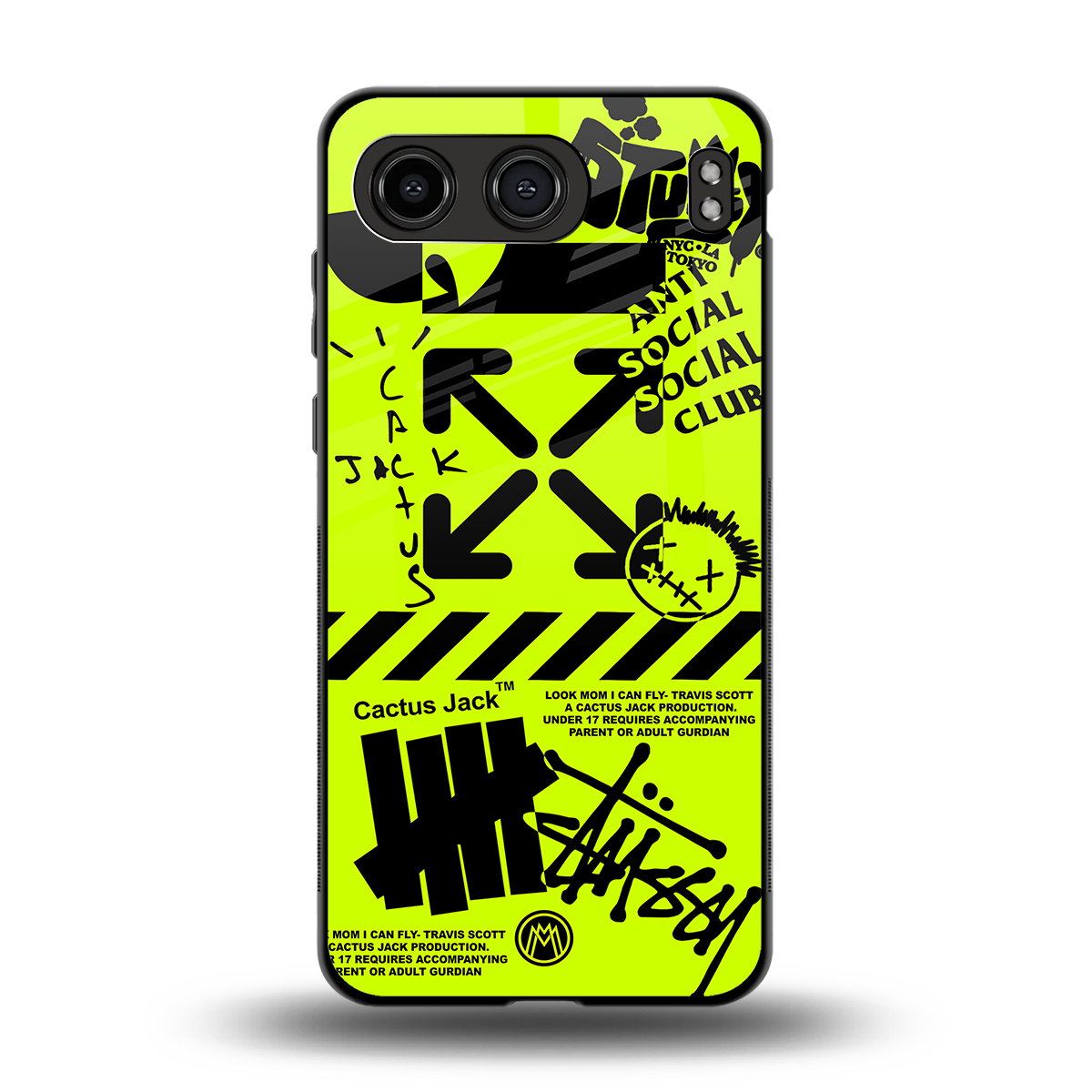 neon travis scott x anti social social club back phone cover | glass case for oneplus nord 4