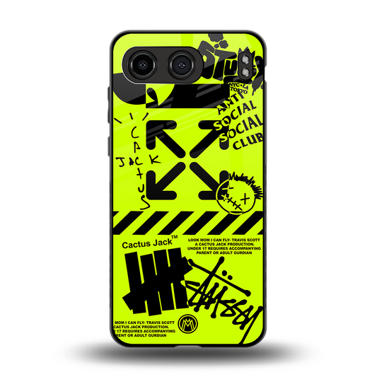 neon travis scott x anti social social club back phone cover | glass case for oneplus nord 4