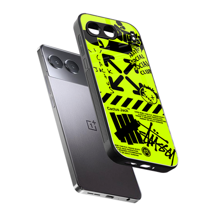 neon travis scott x anti social social club back phone cover | glass case for oneplus nord 4