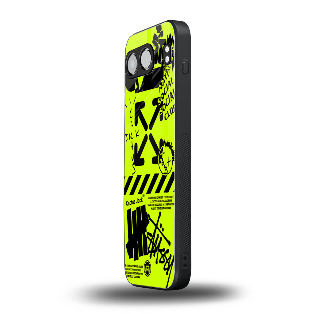 neon travis scott x anti social social club back phone cover | glass case for oneplus nord 4