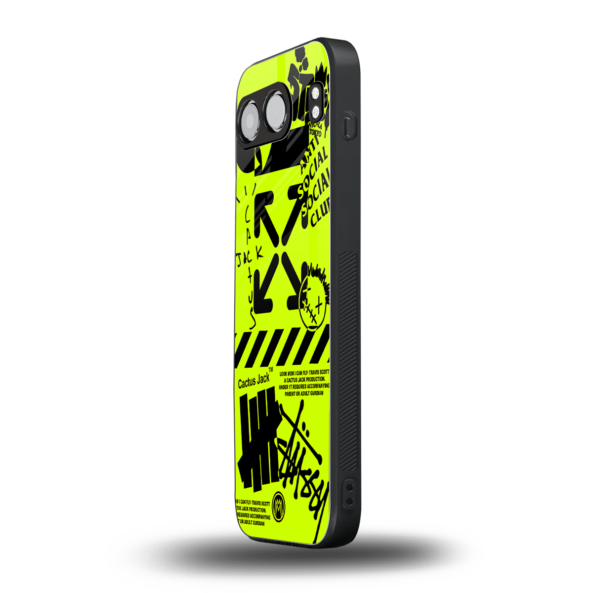 neon travis scott x anti social social club back phone cover | glass case for oneplus nord 4