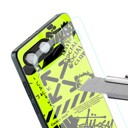 neon travis scott x anti social social club back phone cover | glass case for oneplus nord 4