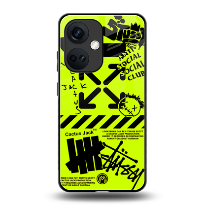 neon travis scott x anti social social club back phone cover | glass case for oneplus nord ce 3