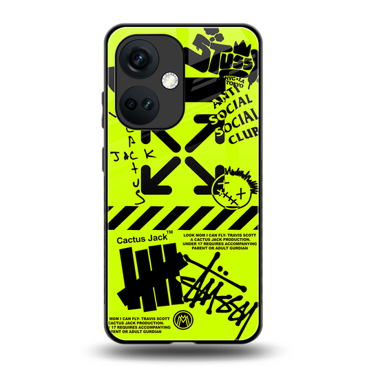 neon travis scott x anti social social club back phone cover | glass case for oneplus nord ce 3