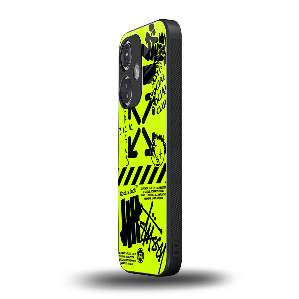 neon travis scott x anti social social club back phone cover | glass case for oneplus nord ce 3