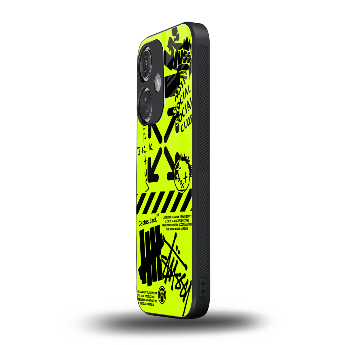 neon travis scott x anti social social club back phone cover | glass case for oneplus nord ce 3