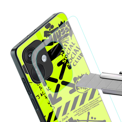 neon travis scott x anti social social club back phone cover | glass case for oneplus nord ce 3