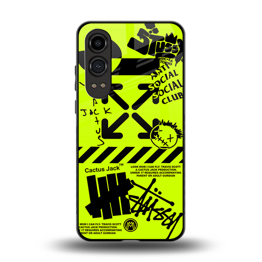 neon travis scott x anti social social club back phone cover | glass case for oneplus nord ce 4 lite