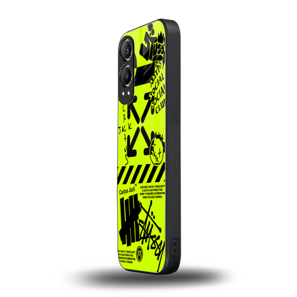 neon travis scott x anti social social club back phone cover | glass case for oneplus nord ce 4 lite