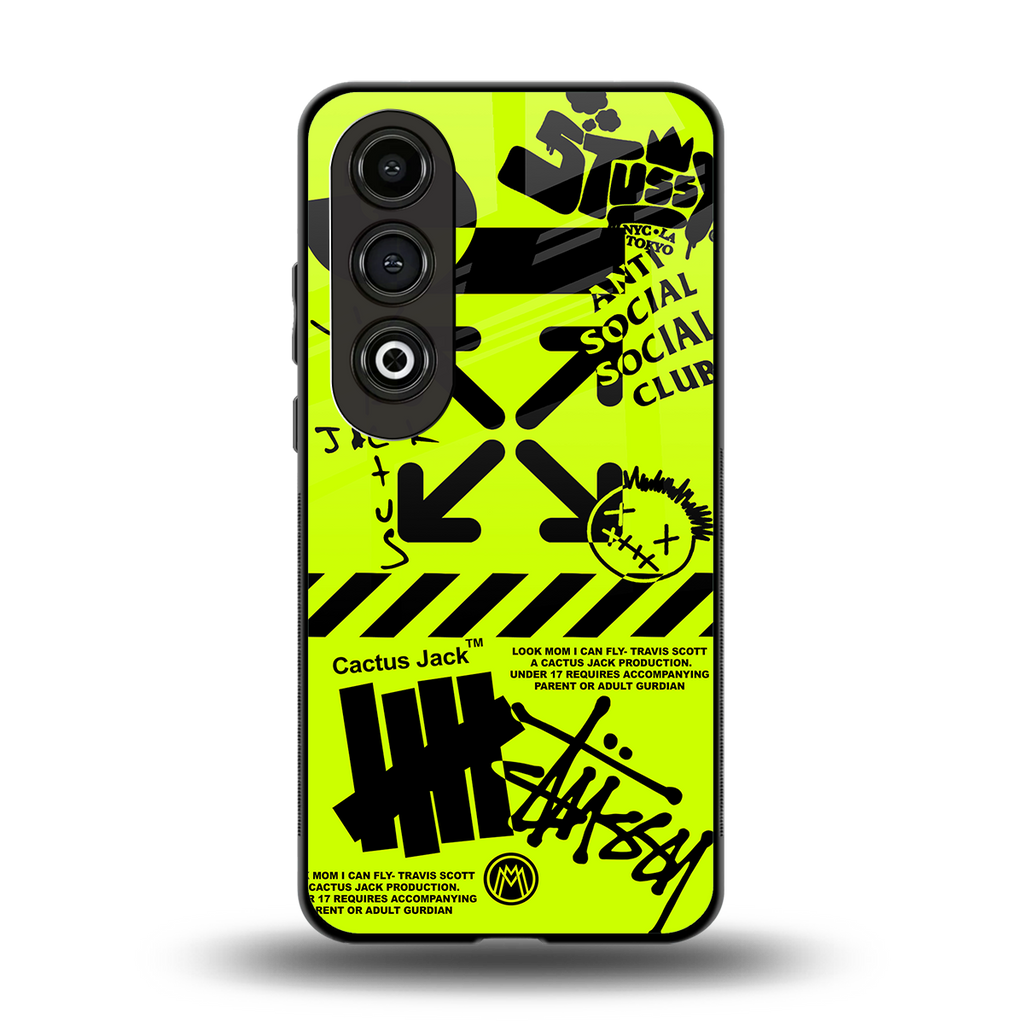 neon travis scott x anti social social club back phone cover | glass case for oneplus nord ce 4