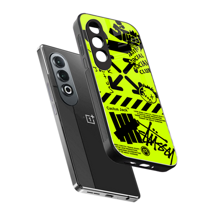 neon travis scott x anti social social club back phone cover | glass case for oneplus nord ce 4