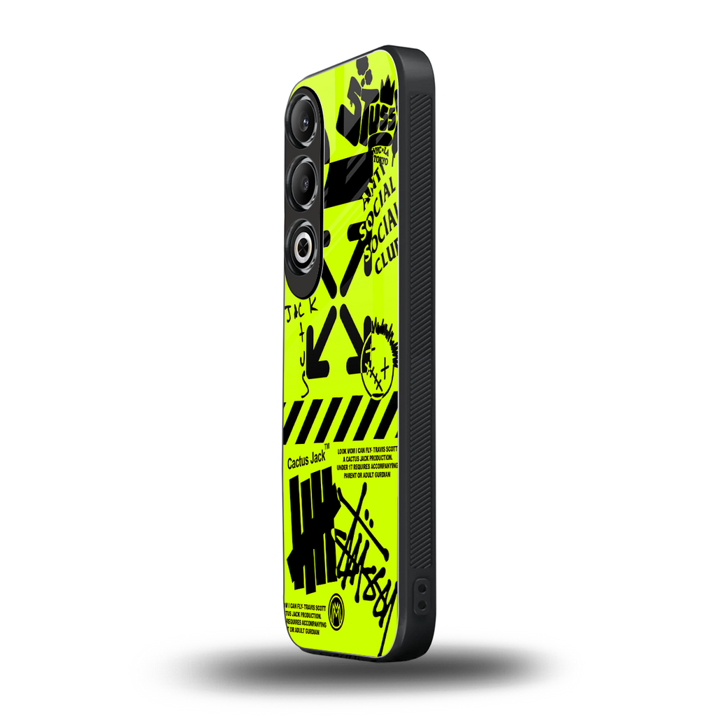neon travis scott x anti social social club back phone cover | glass case for oneplus nord ce 4