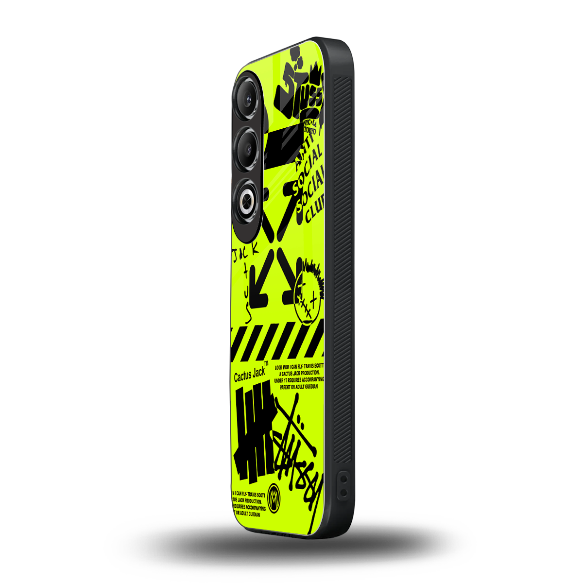 neon travis scott x anti social social club back phone cover | glass case for oneplus nord ce 4