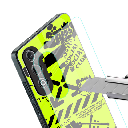 neon travis scott x anti social social club back phone cover | glass case for oneplus nord ce 4