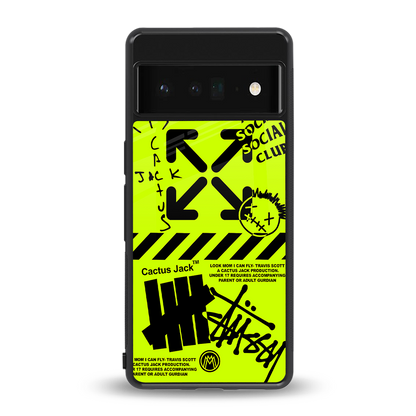 neon travis scott x anti social social club back phone cover | glass case for google pixel 6 pro