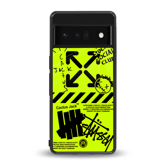 neon travis scott x anti social social club back phone cover | glass case for google pixel 6 pro