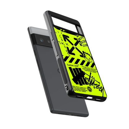 neon travis scott x anti social social club back phone cover | glass case for google pixel 6 pro