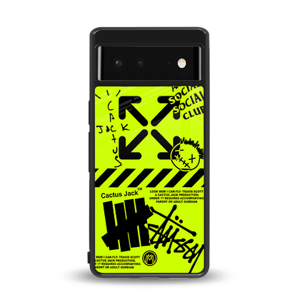neon travis scott x anti social social club back phone cover | glass case for Google Pixel 6A