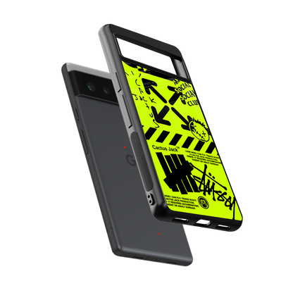 neon travis scott x anti social social club back phone cover | glass case for google pixel 6
