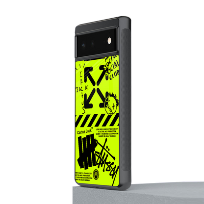 neon travis scott x anti social social club back phone cover | glass case for Google Pixel 6A