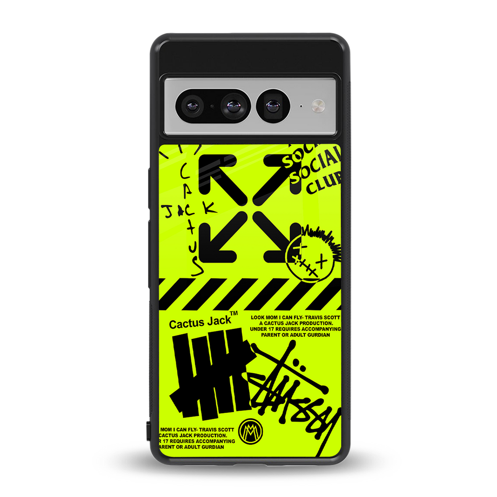 neon travis scott x anti social social club back phone cover | glass case for google pixel 7 pro