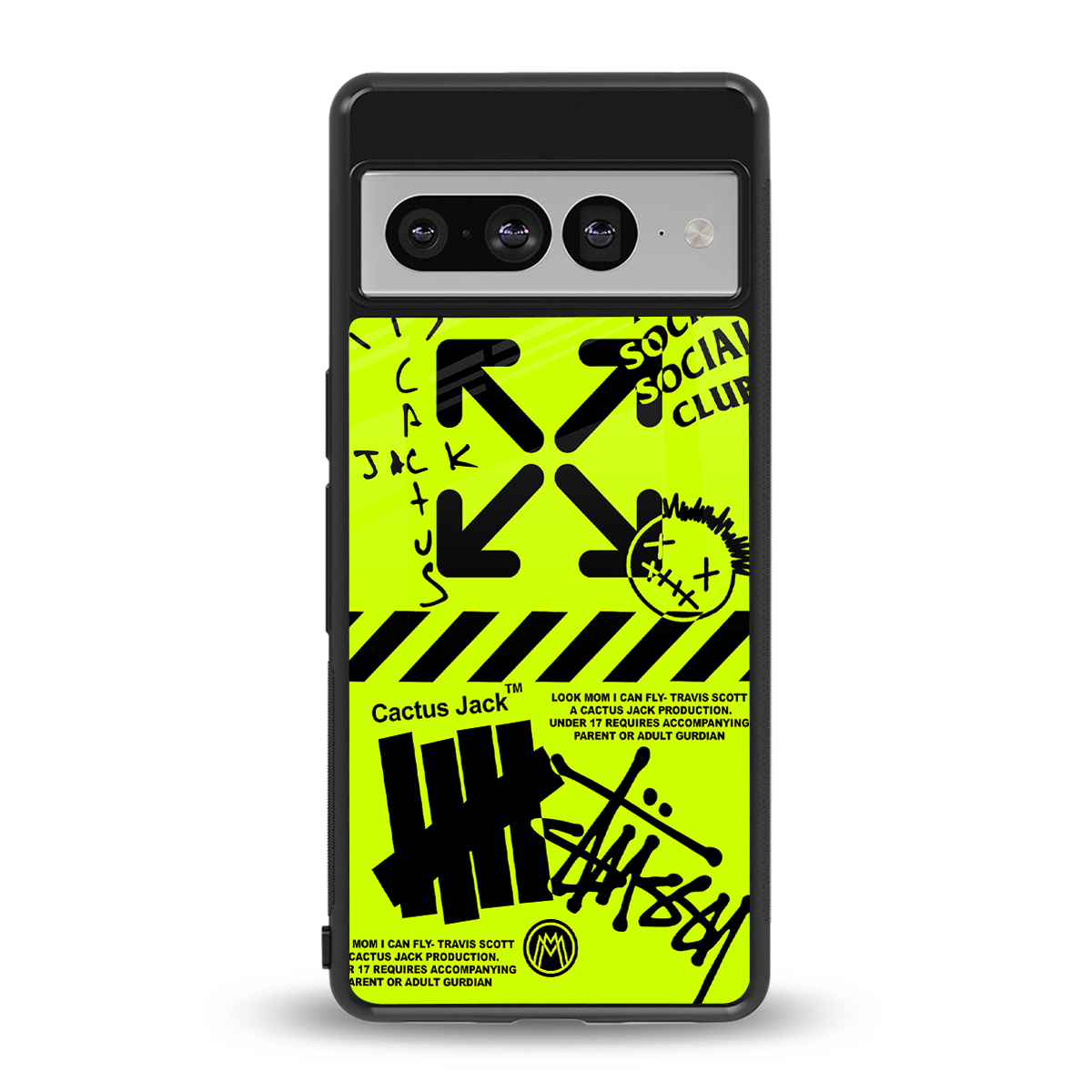 neon travis scott x anti social social club back phone cover | glass case for google pixel 7 pro