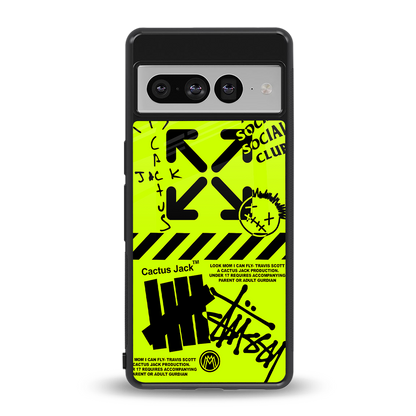 neon travis scott x anti social social club back phone cover | glass case for google pixel 7 pro