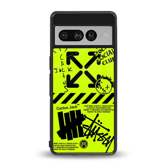 neon travis scott x anti social social club back phone cover | glass case for google pixel 7 pro