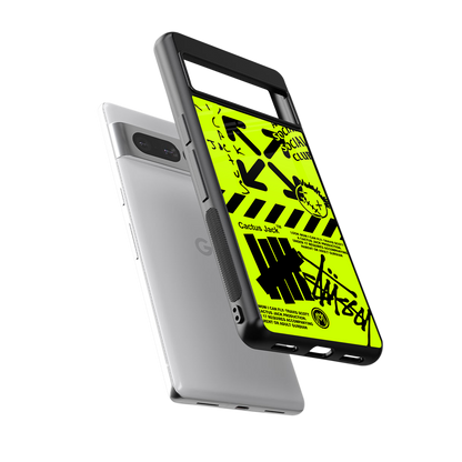 neon travis scott x anti social social club back phone cover | glass case for google pixel 7 pro