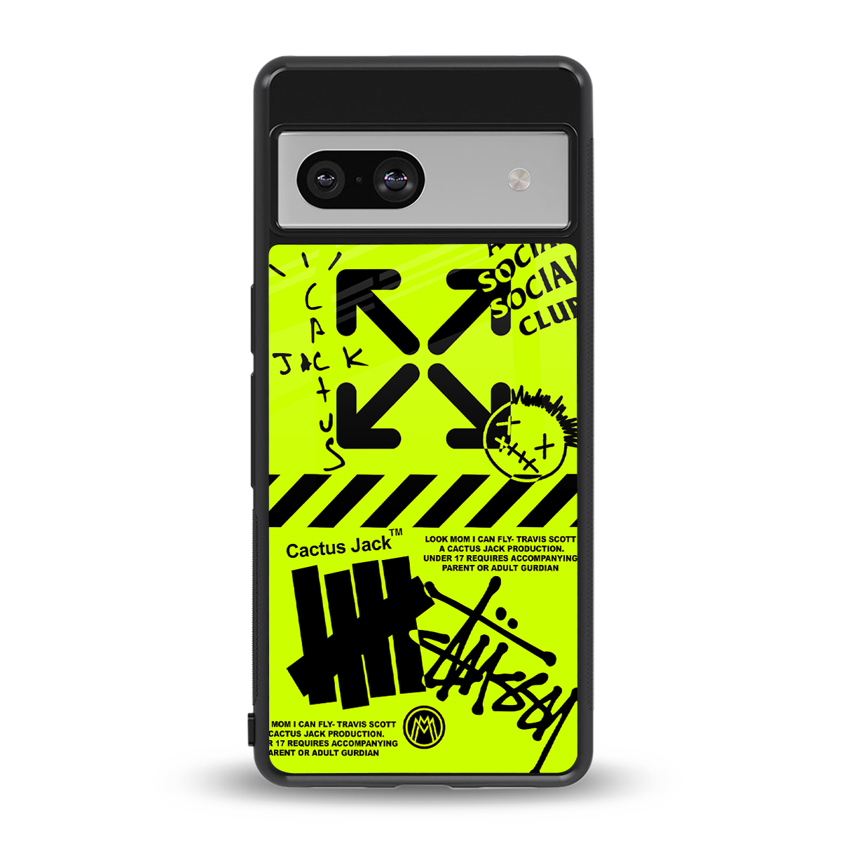 neon travis scott x anti social social club back phone cover | glass case for Google Pixel 7