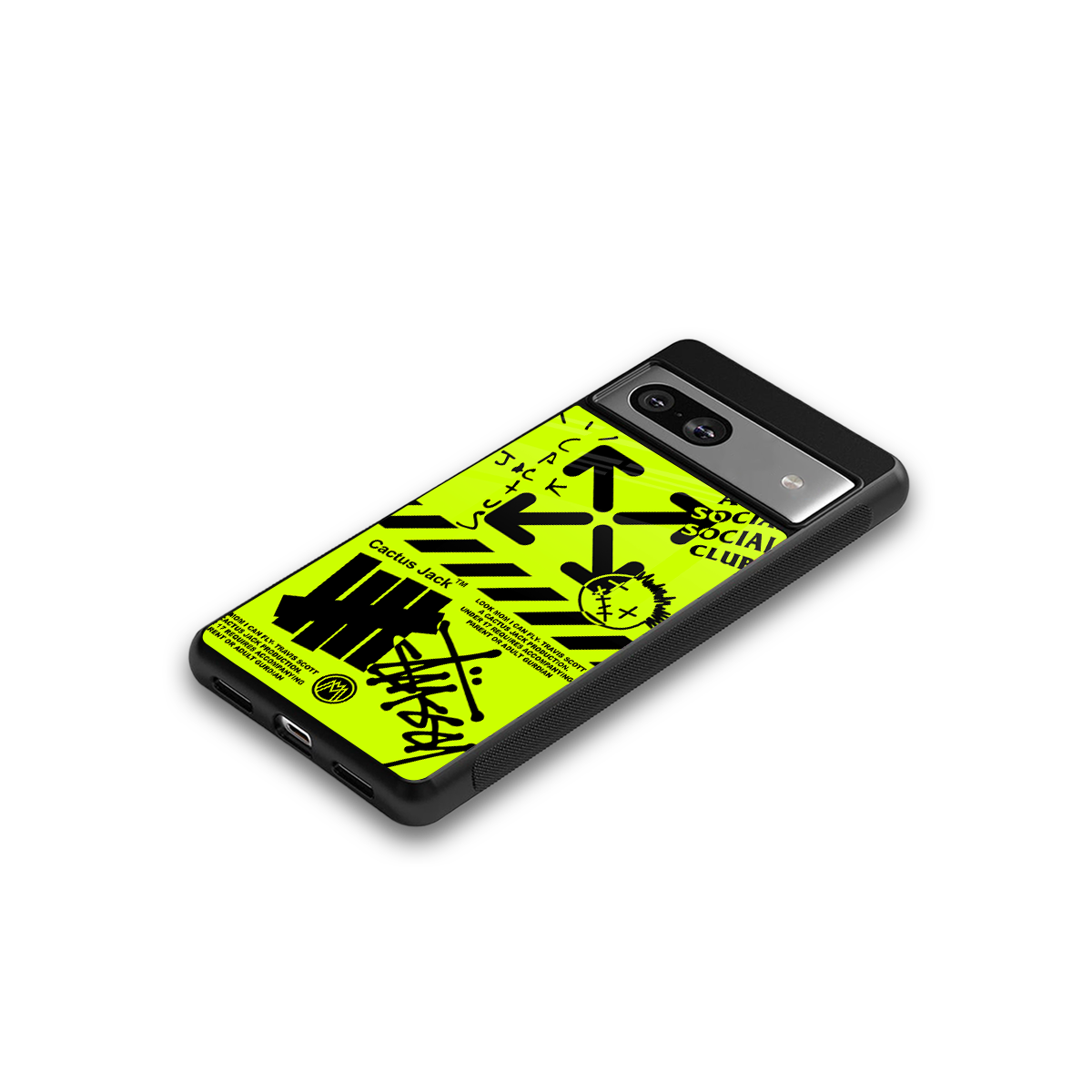 neon travis scott x anti social social club back phone cover | glass case for Google Pixel 7