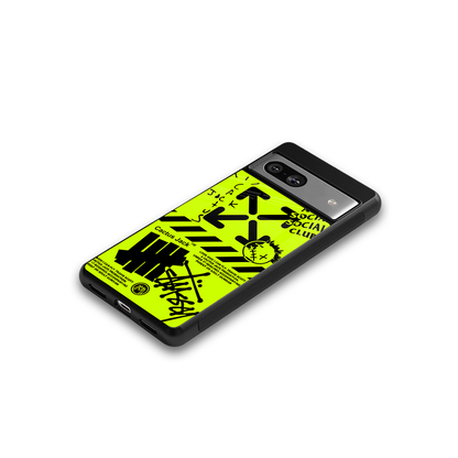 neon travis scott x anti social social club back phone cover | glass case for Google Pixel 7A